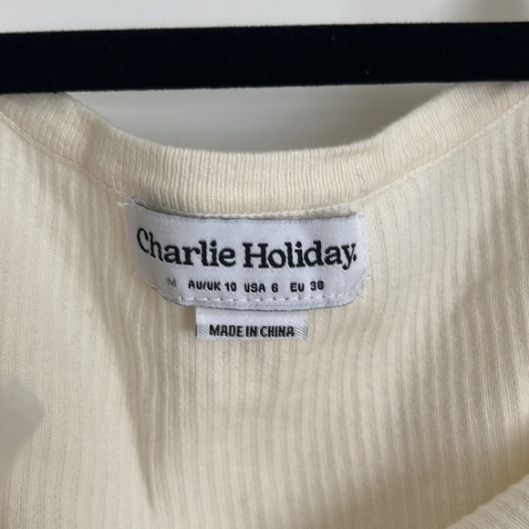 Charlie Holiday Deliah Ribbed Midi Dress Cloud Size 6 - Picture 7 of 9